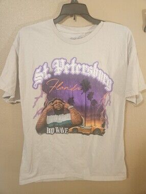 Rod Wave St. Petersburg Short Sleeve T Shirt Cream With Graphic Print Size Large